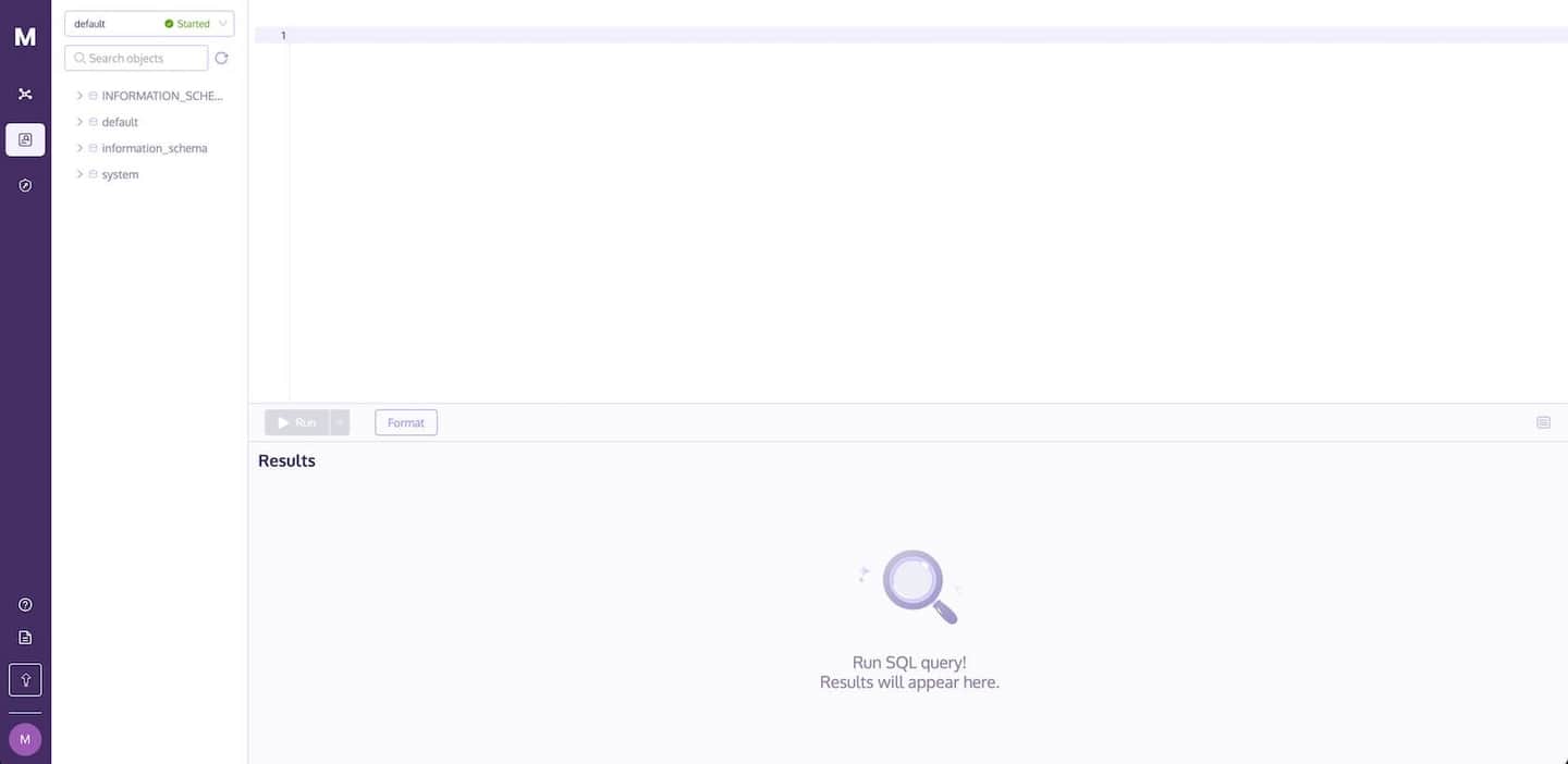 Enter the SQL Workspace page